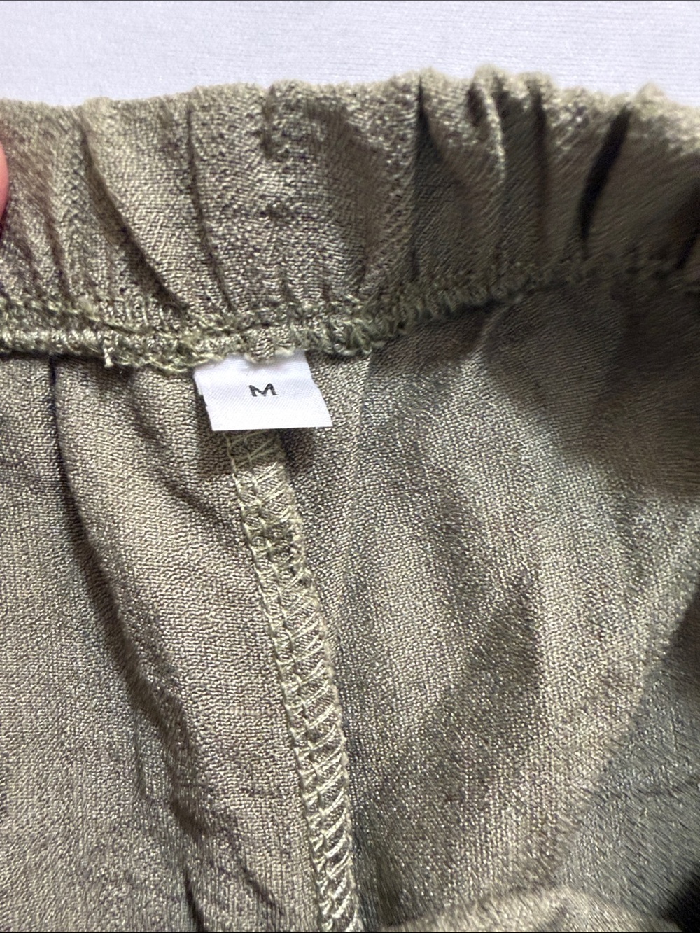 Women’s Olive Green Relaxed Linen Blend Pants - Casual Drawstring Waist - Picture 2 of 2